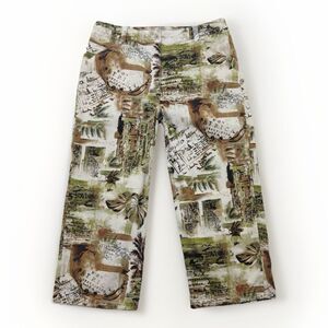 Chico's Travel Print Capris in Green, Brown, Cream